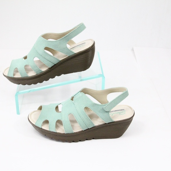 Skechers Gladiator Sandals New 9 wide Women Platform Shoes Wedge Heel - Picture 6 of 10